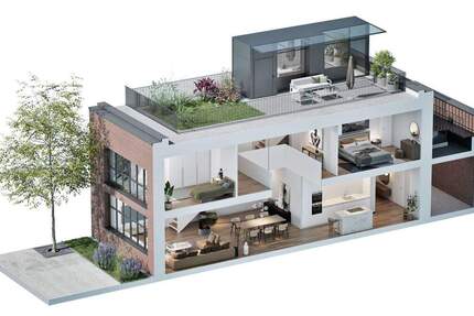 Dachgartenhaus mit Galerie, Dachterrasse und privatem Dachgarten mitten in der Stadt 4 zimmer