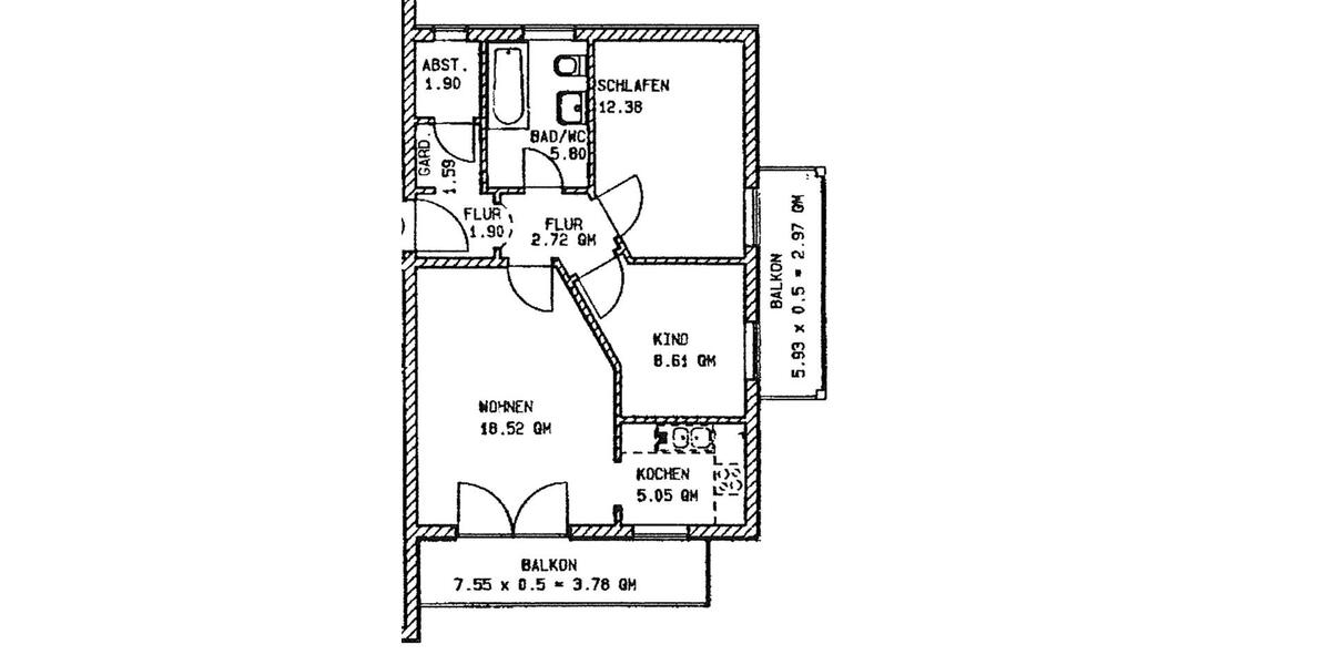Etagenwohnung Weinböhla - 3 Zimmer, 65 m&sup2;, 785&euro; | Angebot:24997090