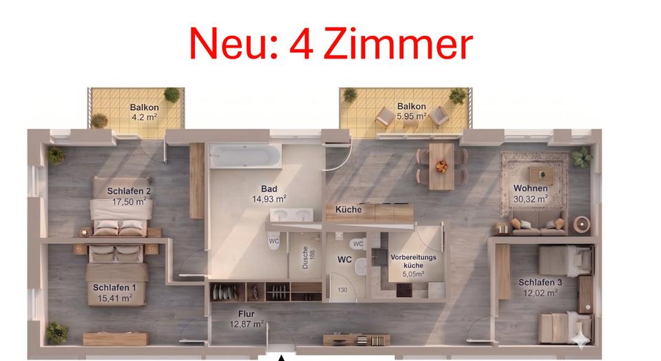 Etagenwohnung Beeskow - 4 Zimmer, 121 m&sup2;, 1.855&euro; | Angebot:26386823