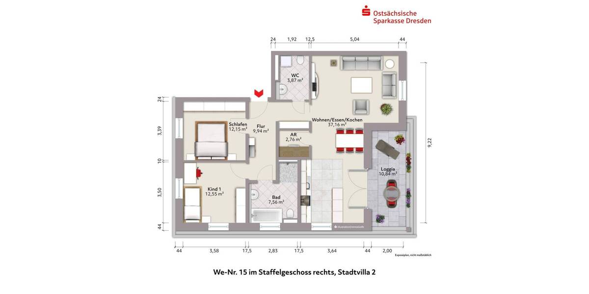 Etagenwohnung Pirna - 3 Zimmer, 89 m&sup2;, 387.000&euro; | Angebot:26191049
