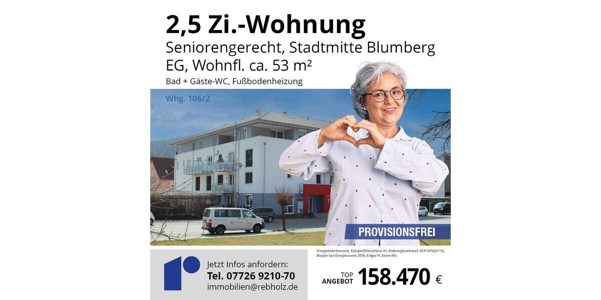 Etagenwohnung Blumberg - 2 Zimmer, 53 m&sup2;, 158.470&euro; | Angebot:26388923