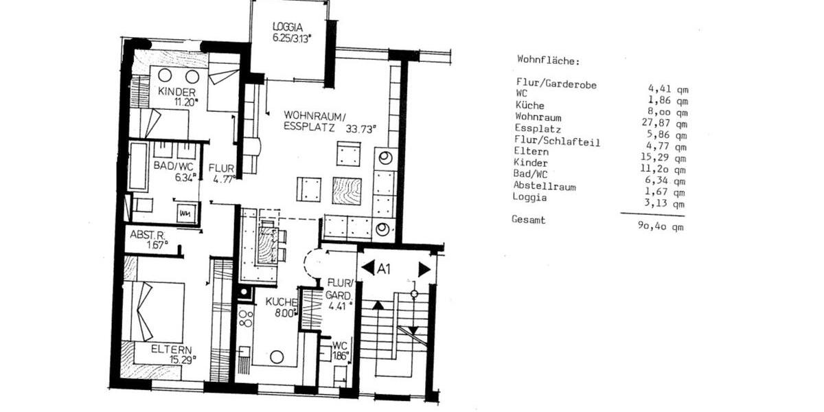 Etagenwohnung Stadtbergen - 3 Zimmer, 90 m&sup2;, 490.000&euro; | Angebot:23538092
