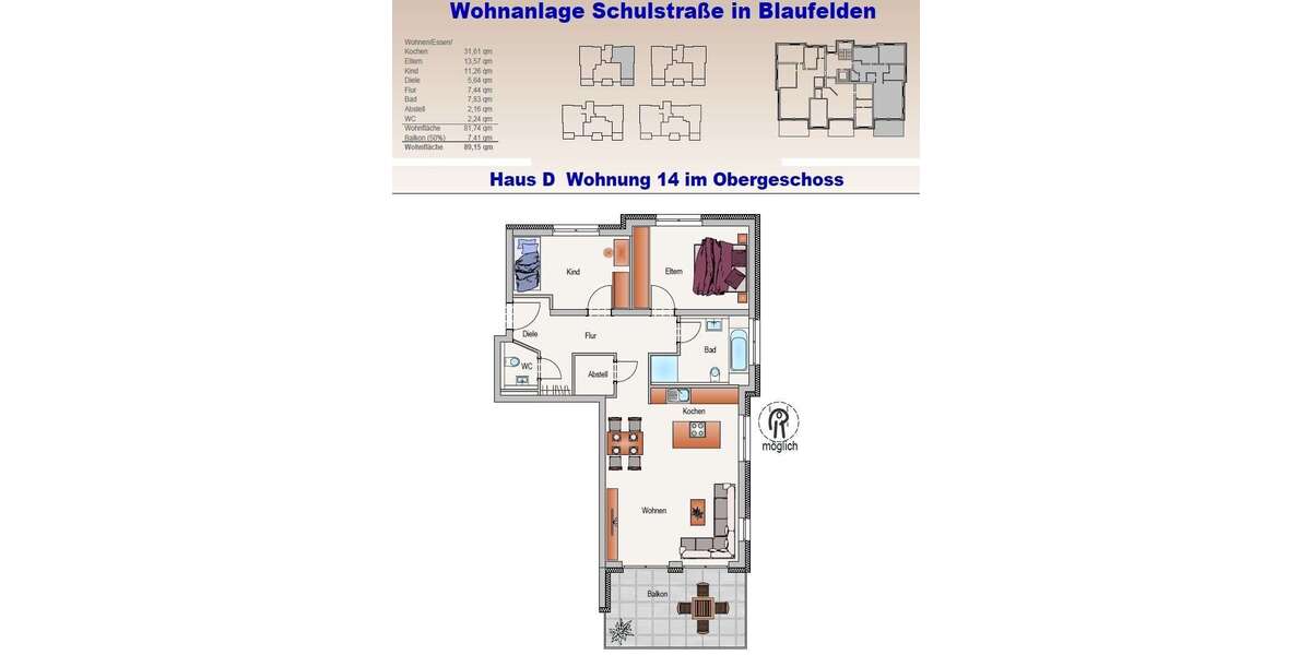 Etagenwohnung Blaufelden - 3 Zimmer, 89 m&sup2;, 343.000&euro; | Angebot:25194680