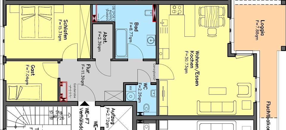 Etagenwohnung Xanten - 3 Zimmer, 82 m&sup2;, 329.000&euro; | Angebot:26021675