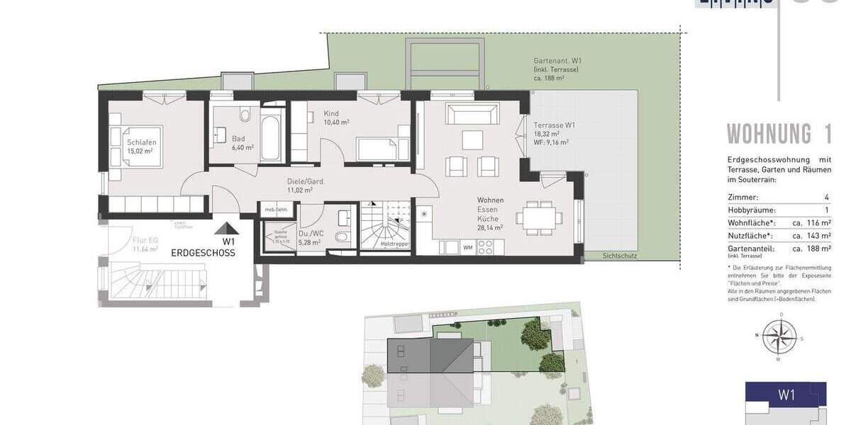 Etagenwohnung Vaterstetten Parsdorf - 5 Zimmer, 116 m&sup2;, 1.039.000&euro; | Angebot:25769067