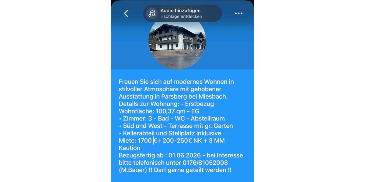 Erdgeschoßwohnung Warngau - 3 Zimmer, 100 m&sup2;, 1.650&euro; | Angebot:26070176