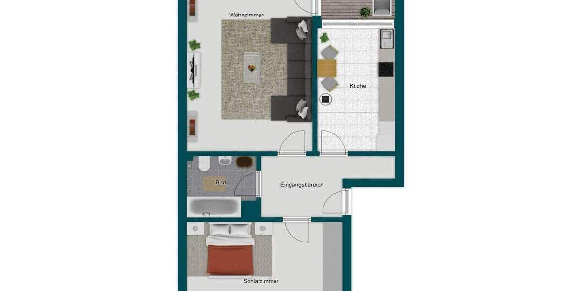 Wohnen in der Natur: Etagenwohnung mit Gemeinschaftsgarten 2 zimmer