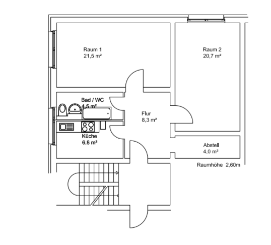 Etagenwohnung Kamenz - 2 Zimmer, 62 m&sup2;, 360&euro; | Angebot:25717055