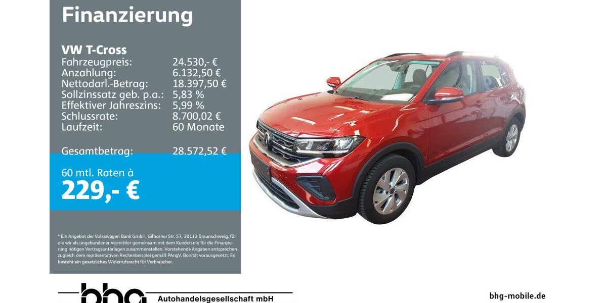 VW T-Cross 6.406 km 24.530 &euro; Ettlingen 76275