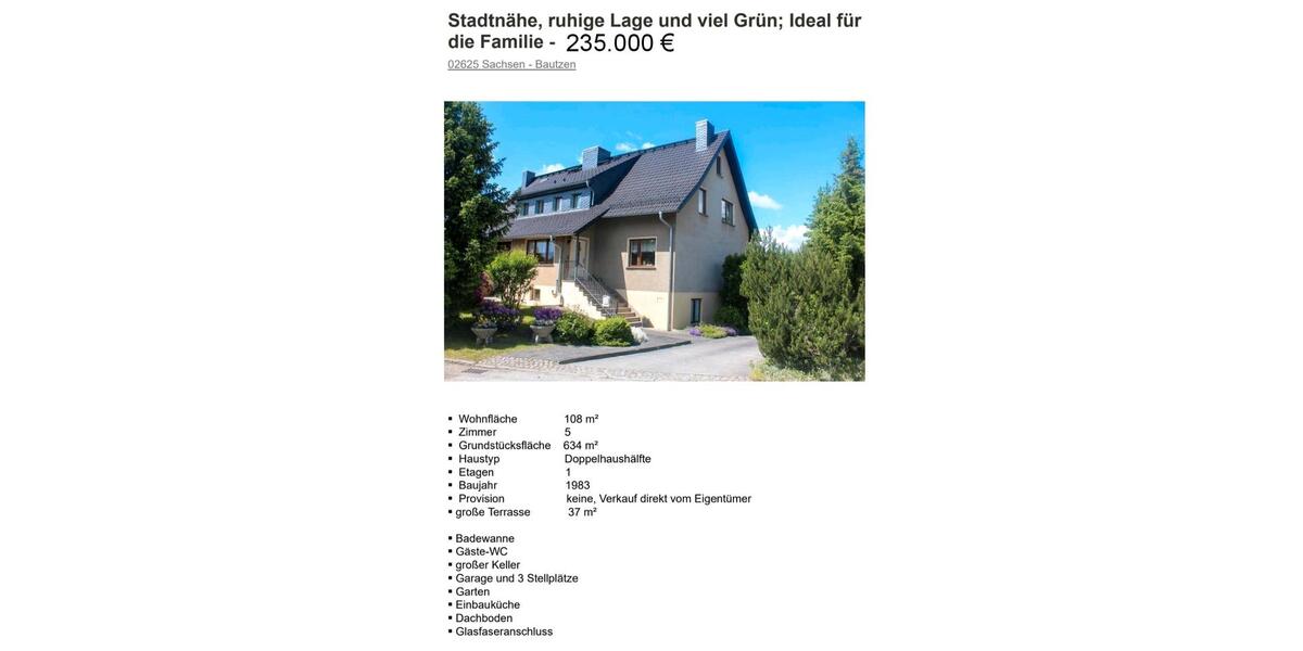 Doppelhaushälfte Bautzen - 5 Zimmer, 108 m&sup2;, 235.000&euro; | Angebot:26130636