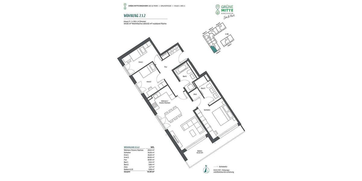 Etagenwohnung Kirchheim b. München Heimstetten - 4 Zimmer, 95 m&sup2;, 820.000&euro; | Angebot:26289477
