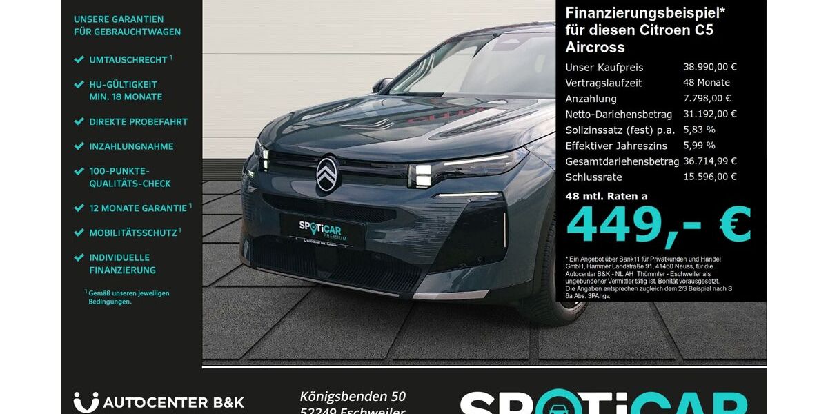 Citroen C5 Aircross 2.999 km 38.990 &euro; Eschweiler 52249