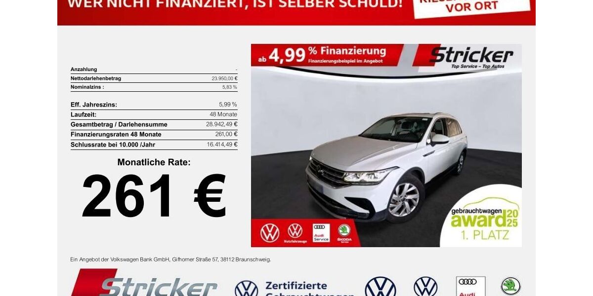 VW Tiguan 74.739 km 23.949 &euro; Horn-Bad Meinberg 32805