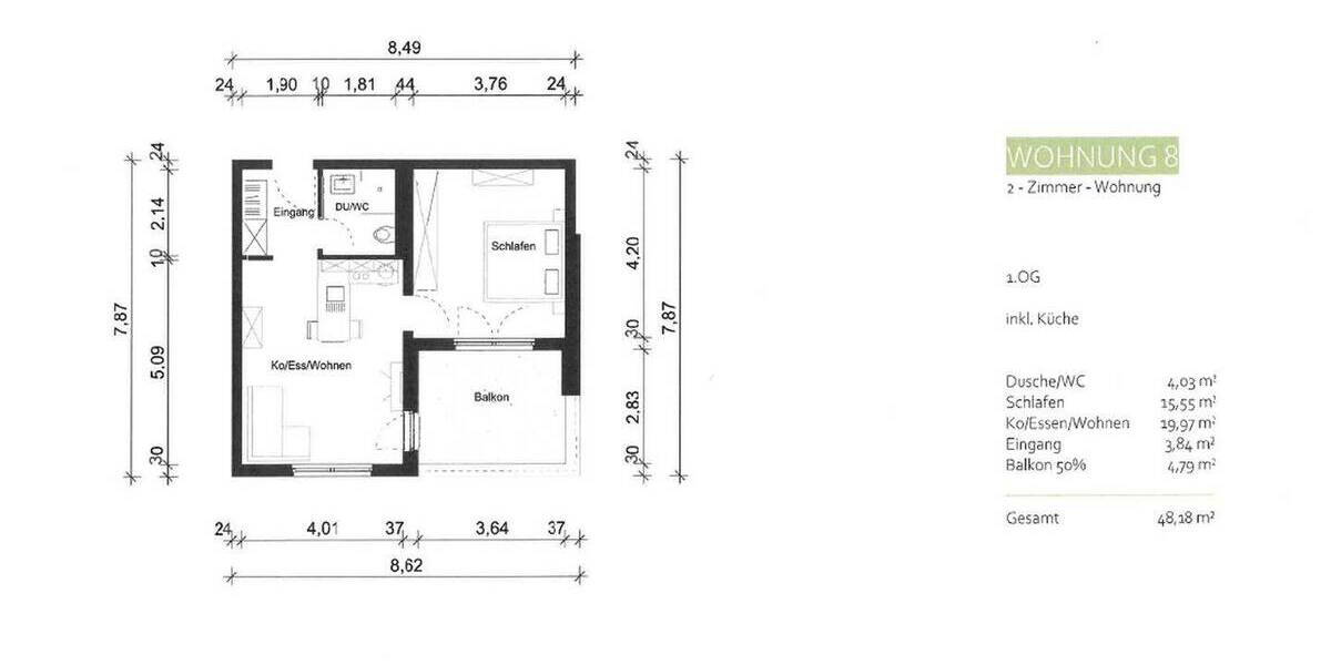 Etagenwohnung Bayern - Aschaffenburg Innenstadt - 2 Zimmer, 48 m&sup2;, 700&euro; | Angebot:26877212