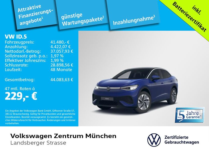 VW ID.5 10.471 km 41.480 € München 80687