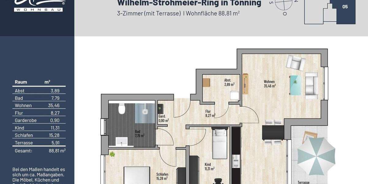 Etagenwohnung Tönning - 3 Zimmer, 88 m&sup2;, 469.000&euro; | Angebot:25358164