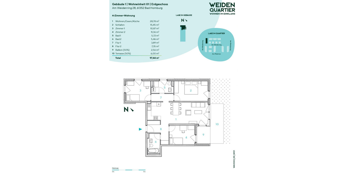 Erdgeschoßwohnung Bad Homburg vor der Höhe Gonzenheim - 4 Zimmer, 97 m&sup2;, 1.690&euro; | Angebot:26660595