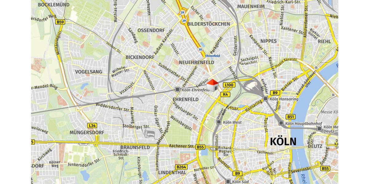 Etagenwohnung Köln / Neuehrenfeld Neuehrenfeld - 2 Zimmer, 55 m&sup2;, 259.000&euro; | Angebot:26331801