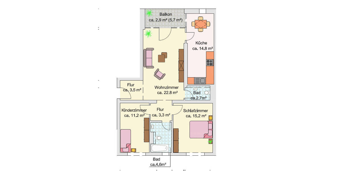 Etagenwohnung Erfurt Melchendorf - 3 Zimmer, 81 m&sup2;, 750&euro; | Angebot:26289837
