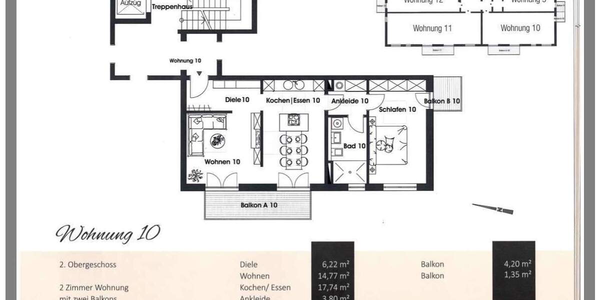 Etagenwohnung Augsburg Herrenbach - 2 Zimmer, 70 m&sup2;, 425.000&euro; | Angebot:24216592