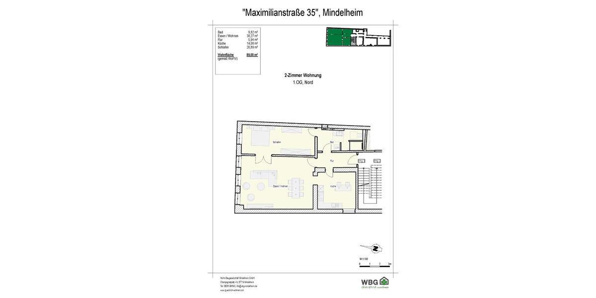 Etagenwohnung Mindelheim - 2 Zimmer, 93 m&sup2;, 770&euro; | Angebot:25645293