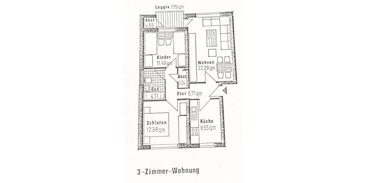 Etagenwohnung Bad Segeberg - 3 Zimmer, 70 m&sup2;, 850&euro; | Angebot:25714989