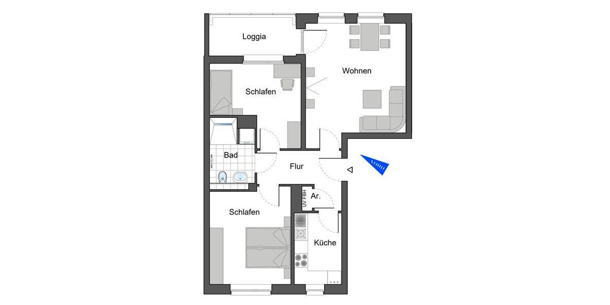 Etagenwohnung Bensheim - 3 Zimmer, 72 m&sup2;, 545&euro; | Angebot:26650713