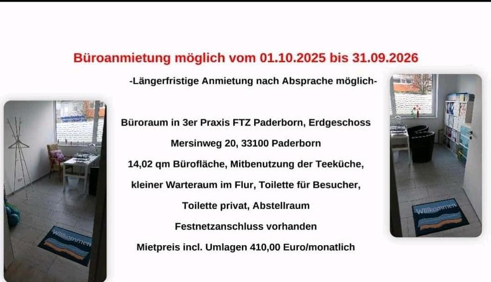 Bürovermietung in Paderborner Facharztzentrum zimmer