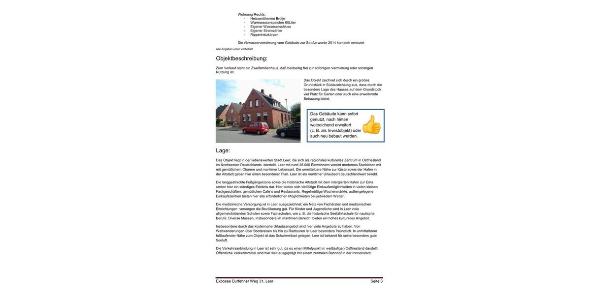 Mehrfamilienhaus, Wohnhaus Leer (Ostfriesland) - 8 Zimmer, 160 m&sup2;, 299.000&euro; | Angebot:26227422