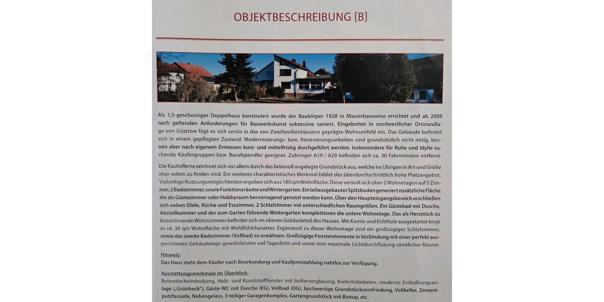 Doppelhaushälfte Güstrow - 10 Zimmer, 176 m&sup2;, 350.000&euro; | Angebot:26491758