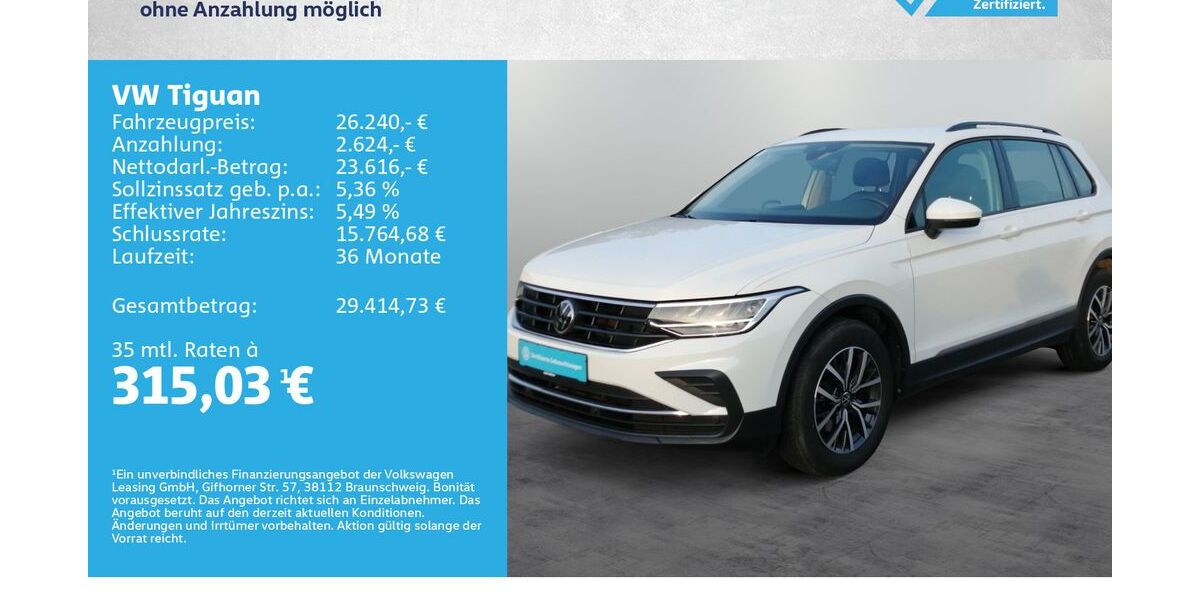 VW Tiguan 87.600 km 26.240 &euro; Kreuzwertheim 97892