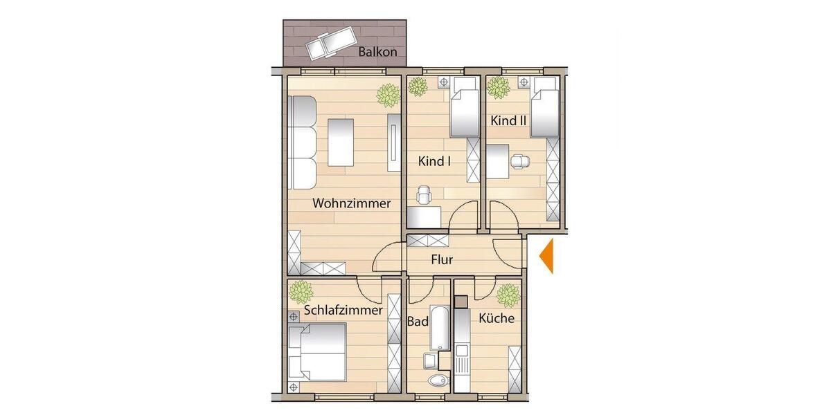 Etagenwohnung Sangerhausen - 4 Zimmer, 72 m&sup2;, 417&euro; | Angebot:26381085