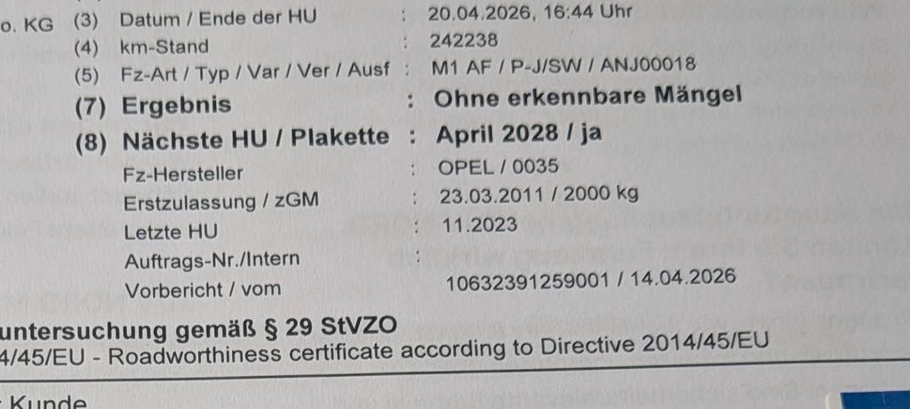 Opel Astra 242.211 km 2.250 &euro; VERL 33415