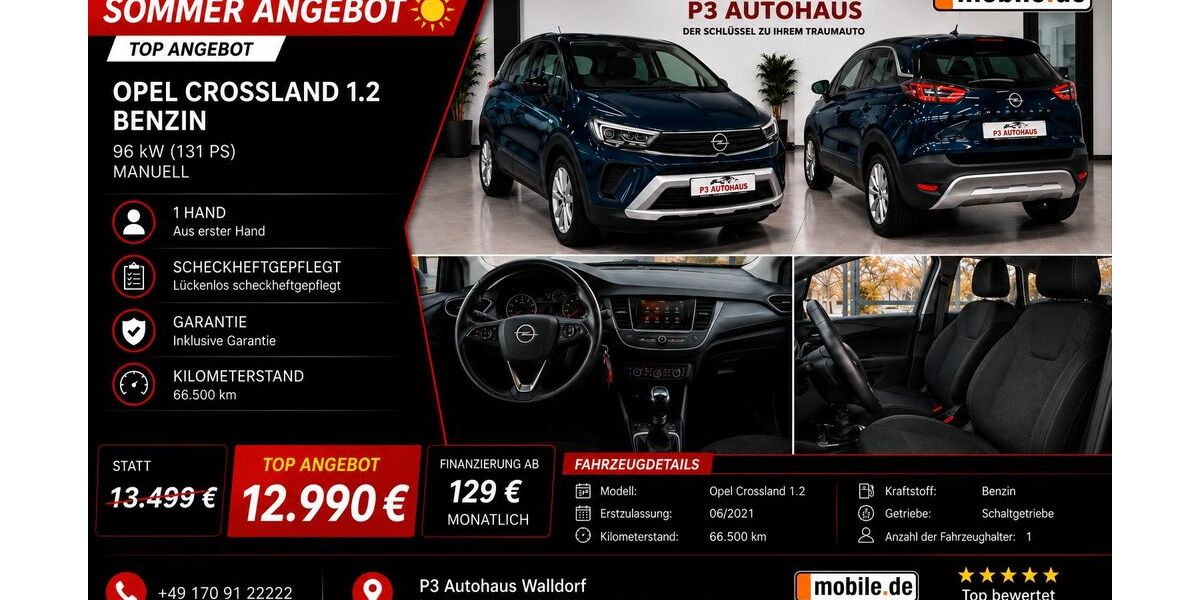 Opel Crossland (X) 67.496 km 12.990 &euro; Mörfelden-Walldorf 64546