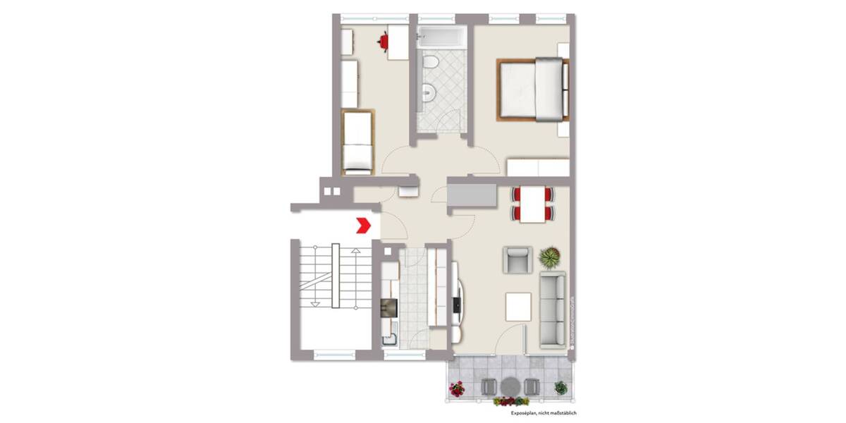 Etagenwohnung Koblenz Lützel - 3 Zimmer, 69 m&sup2;, 259.000&euro; | Angebot:26740613