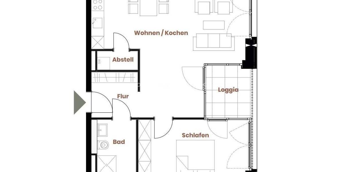 Etagenwohnung Bremen Handelshäfen - 2 Zimmer, 62 m&sup2;, 849&euro; | Angebot:26392092