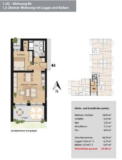 ++ 1,5-Zi-Whg mit Einbauküche & Loggia ++ 1 zimmer