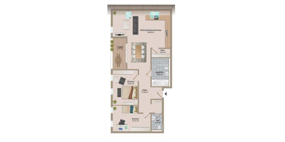 Etagenwohnung Kieselbronn - 3 Zimmer, 99 m&sup2;, 1.390&euro; | Angebot:25095856