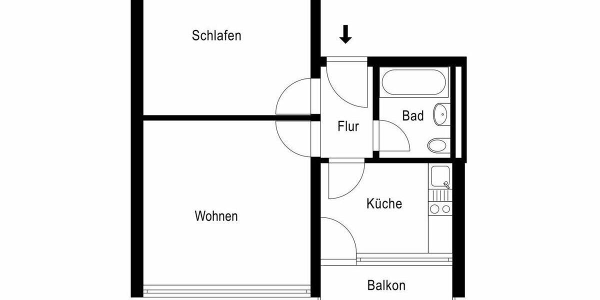 Etagenwohnung Ulm Böfingen - 2 Zimmer, 47 m&sup2;, 229.000&euro; | Angebot:26714982