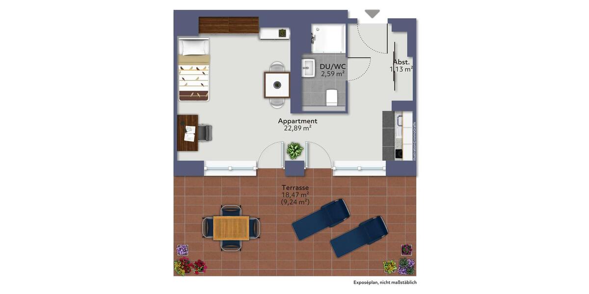 Etagenwohnung Augsburg Bärenkeller - 1 Zimmer, 36 m&sup2;, 830&euro; | Angebot:26197283