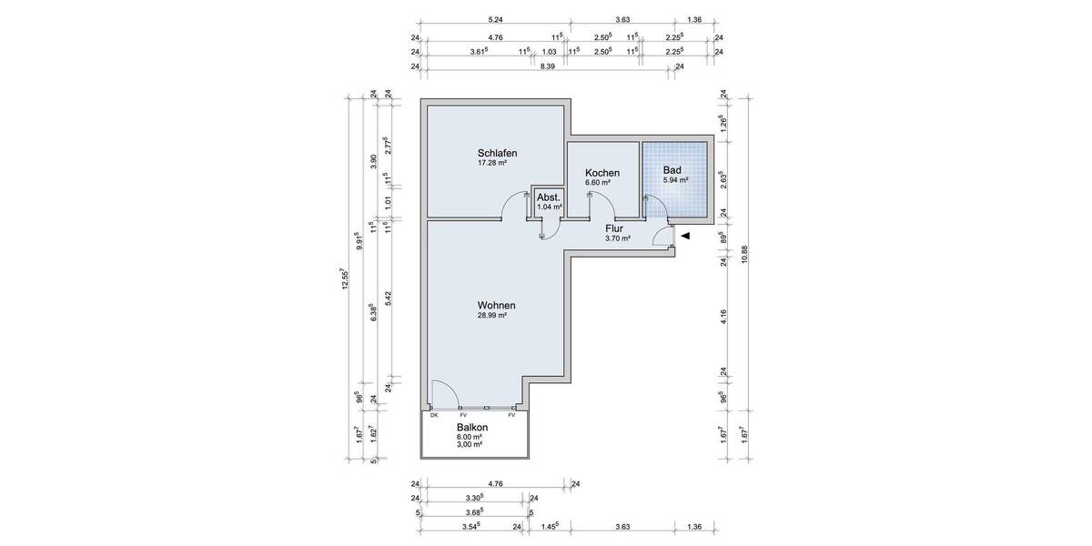 Etagenwohnung Schwerin Krebsförden - 2 Zimmer, 66 m&sup2;, 135.000&euro; | Angebot:26768512