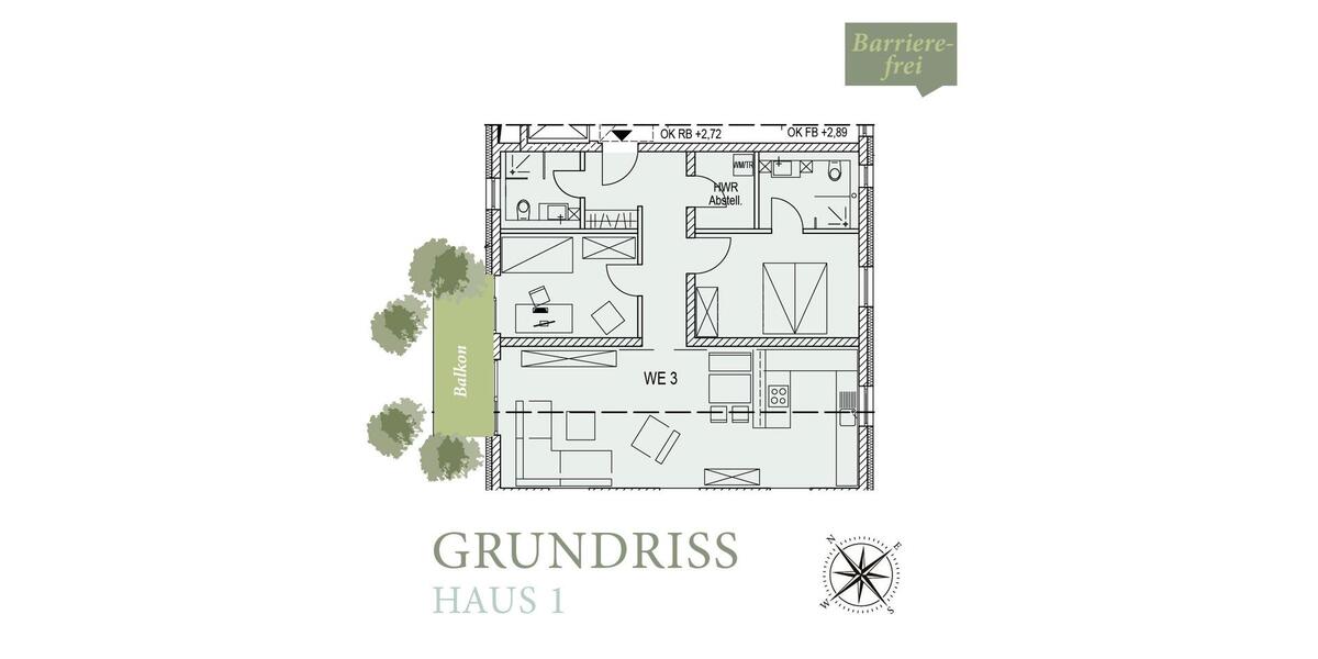Etagenwohnung Künzell - 3 Zimmer, 90 m&sup2;, 349.000&euro; | Angebot:27163078