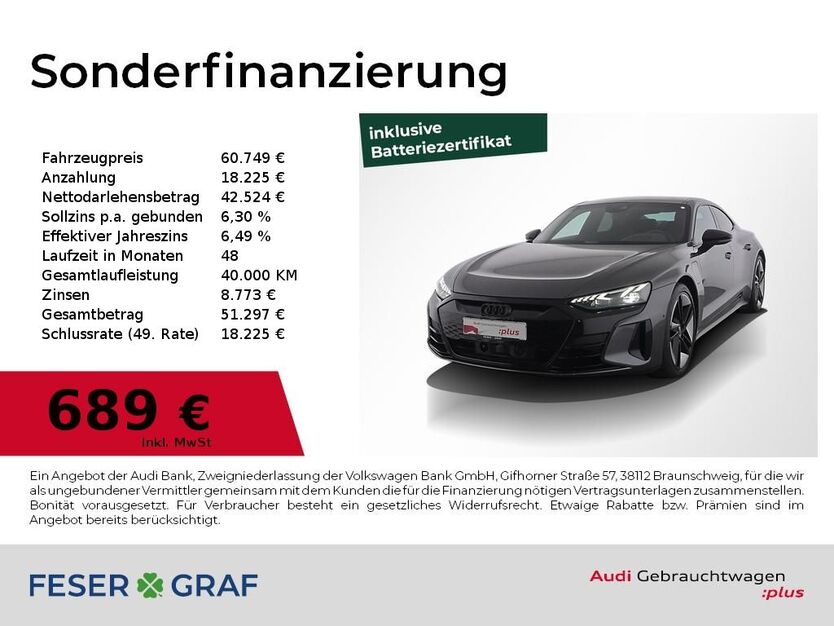 Audi RS e-tron GT 52.990 km 60.749 € Nürnberg 90411