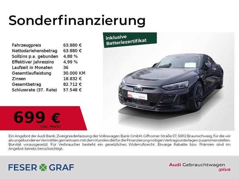 Audi RS e-tron GT 30.500 km 63.880 € Lauf an der Pegnitz 91207