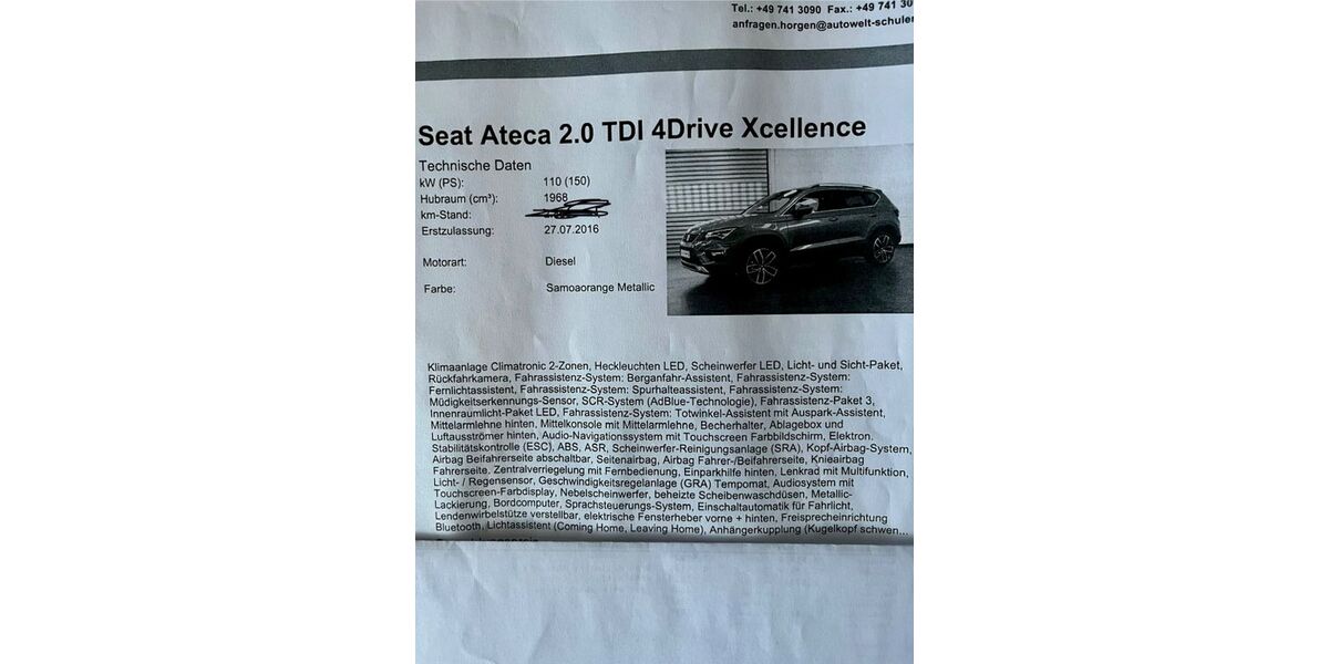 Seat Ateca 90.000 km 18.700 &euro; Bad Dürrheim 78073