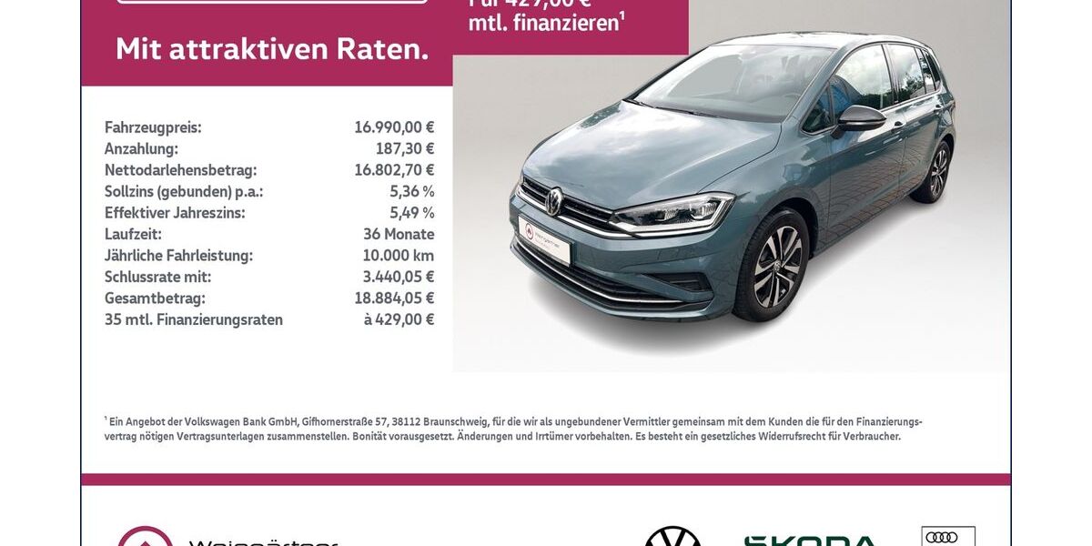 VW Golf Sportsvan 95.500 km 16.450 &euro; Miesbach 83714