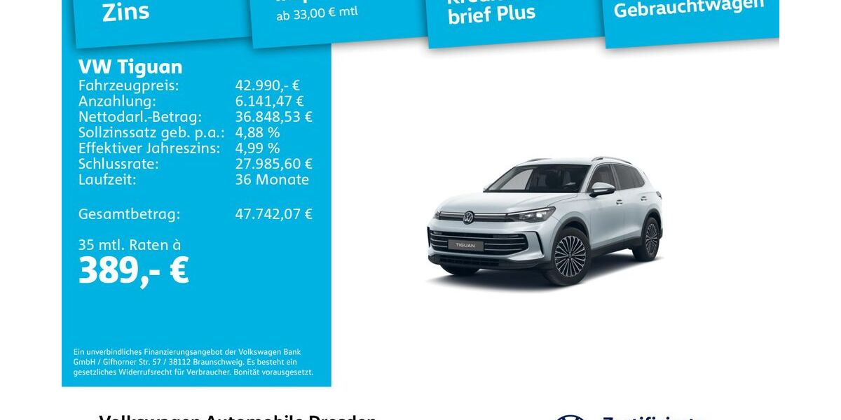 VW Tiguan 29.200 km 42.990 &euro; Dresden 01067