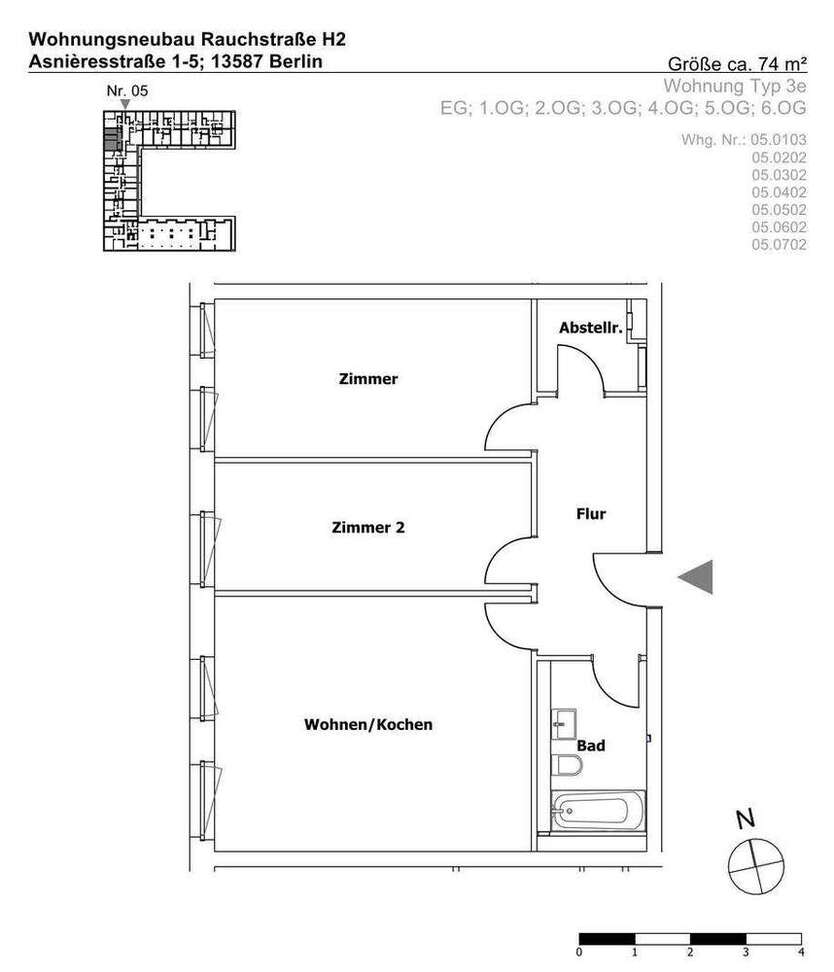 Wohnung zum Mieten in Berlin 1.033,20 € 73.8 m²