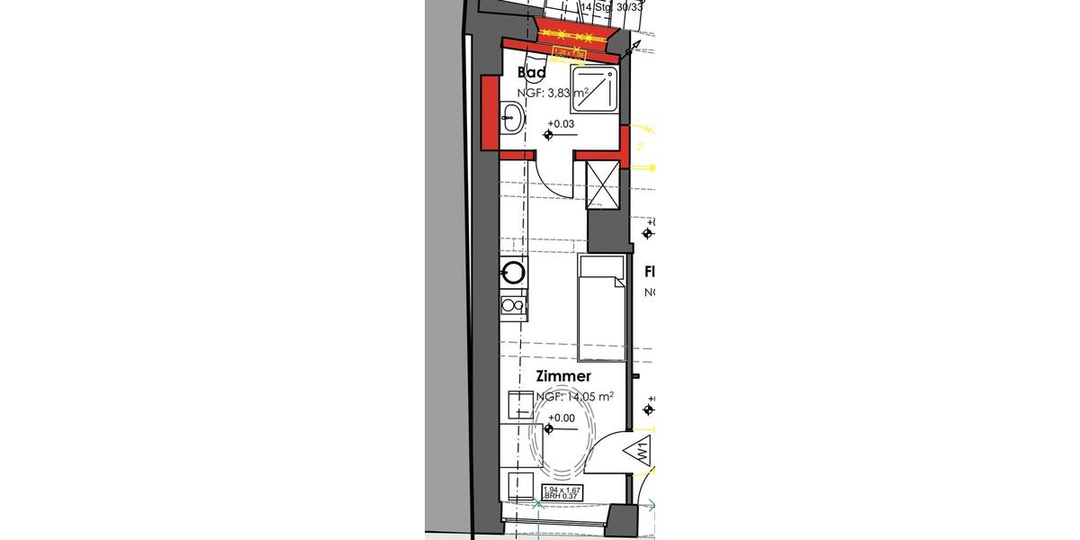 Erdgeschoßwohnung Bamberg Gärtnerstadt - 1 Zimmer, 17 m&sup2;, 420&euro; | Angebot:25843196