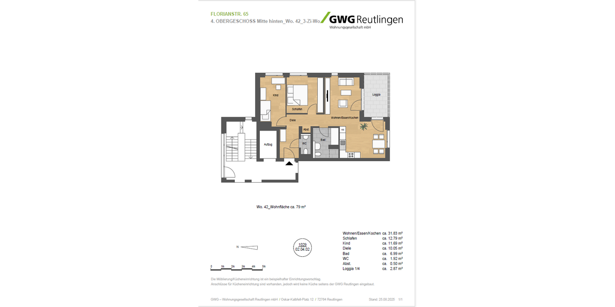 Etagenwohnung Metzingen - 3 Zimmer, 77 m&sup2;, 963&euro; | Angebot:27123275